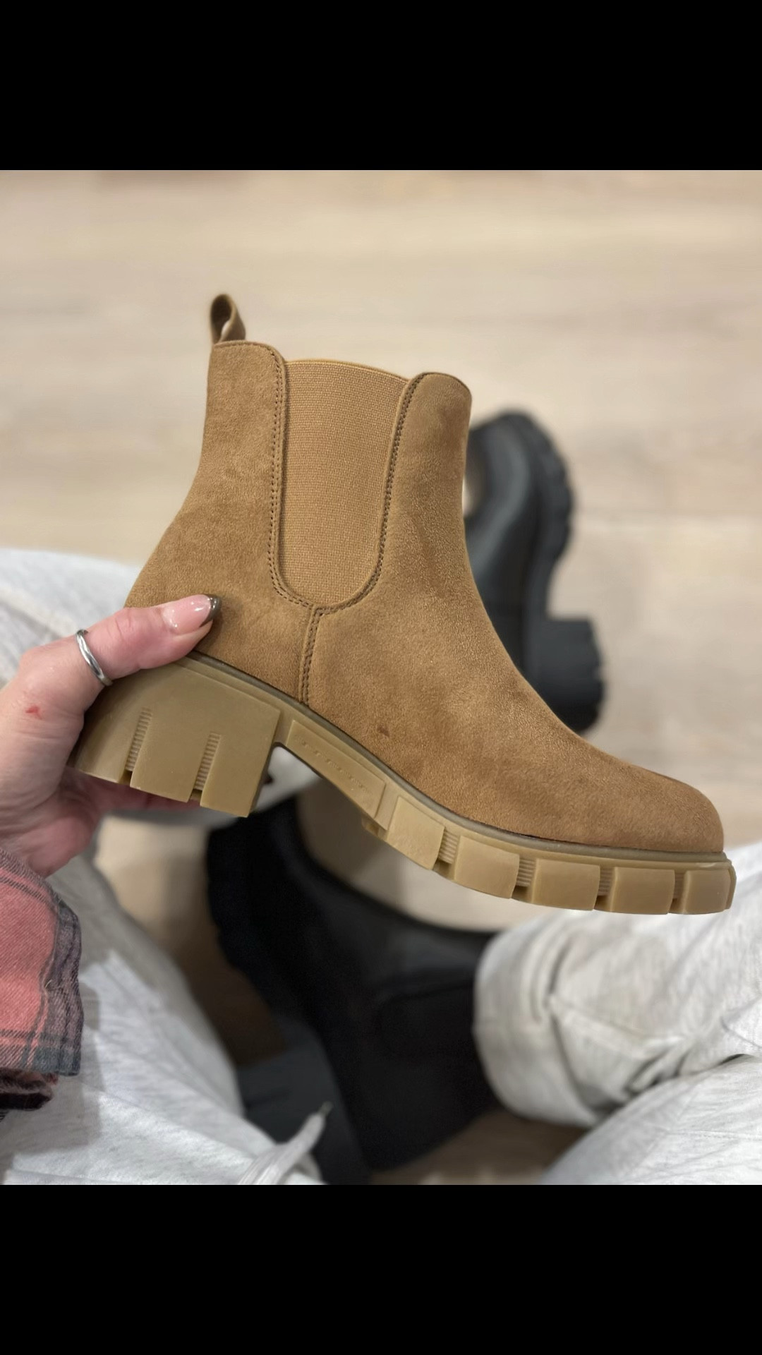 Platform Ankle Chelsea Boots. The quality is so good! Very comfortable & TTS! The round toe works for a bit of a wider foot. A fall staple to go with your flannels & chunky sweaters! 
Joggers - run big (I needed a small)
Top w/ built-in bra - med (could’ve done a small for a fitted look). *padding does show on white. So use for layering.

@amazonfashion fall boots, fall outfit, over40s style, over50 fashion, casual style, affordable looks, mom outfits

#LTKSeasonal #LTKShoeCrush #LTKOver40