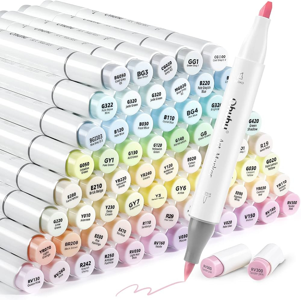 Ohuhu Pastel Markers Alcohol Based -96 Pastel Colors Double Tipped Alcohol Markers for Artist Adu... | Amazon (CA)