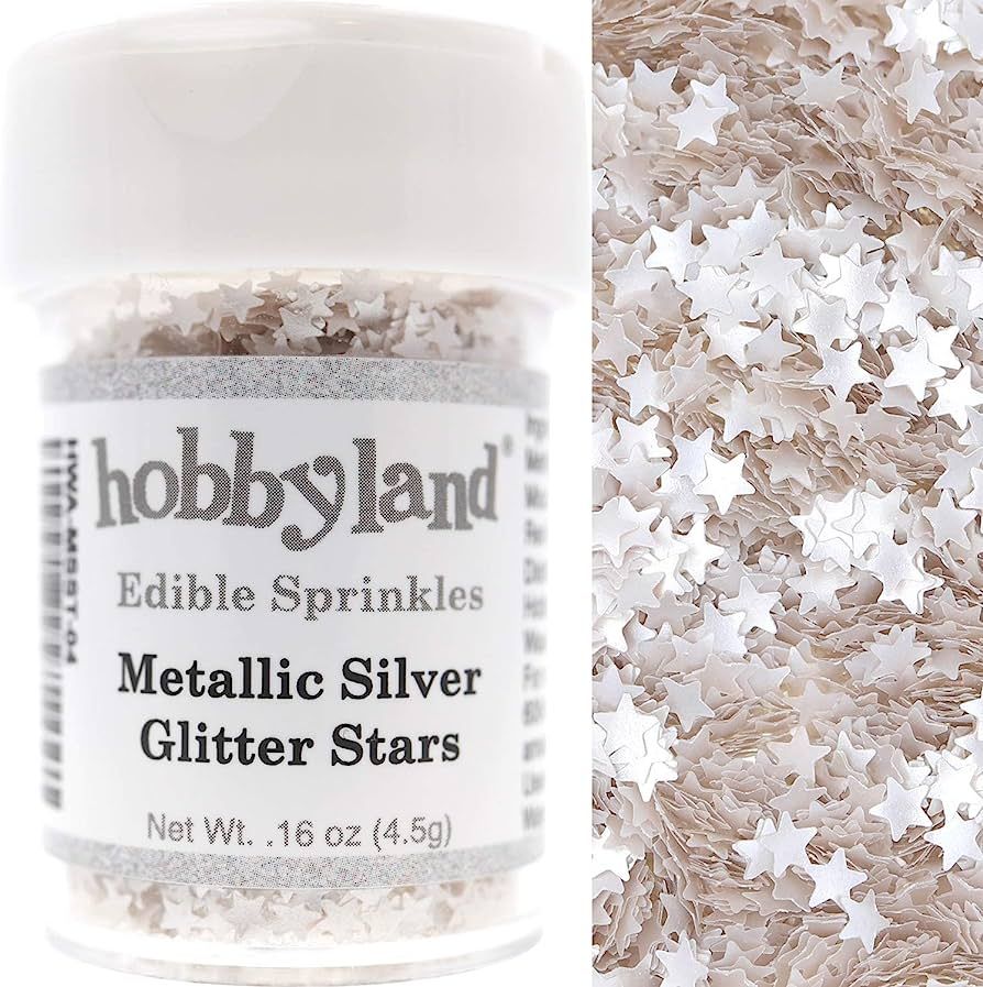 Hobbyland Edible Sprinkles (Metallic Silver Glitter Stars, 4.5g) | Amazon (US)