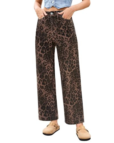 LookbookStore Cheetah Jeans for Women Brown Leopard Print Women's Jeans Animal Print Clothes Brown Leopard Size Small Size 4 6 | Amazon (US)