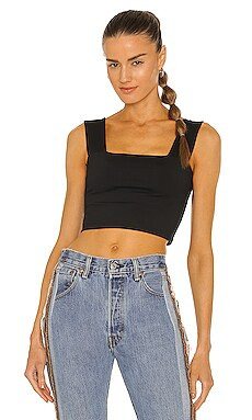 Susana Monaco Wide Strap Crop Top in Black from Revolve.com | Revolve Clothing (Global)