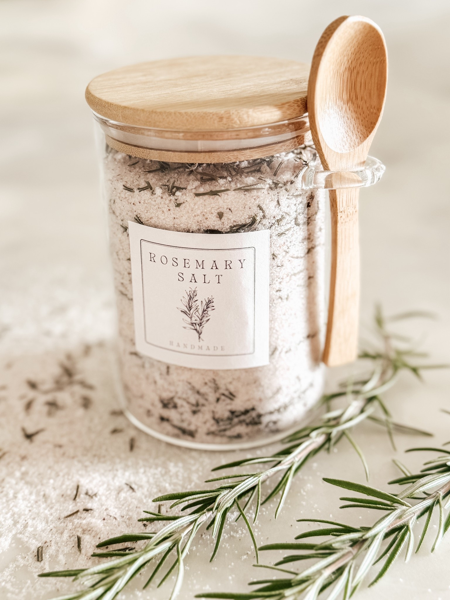 Learn how to make homemade rosemary salt with fresh herbs and a printable label—perfect for gifting or cooking! #handmadegift #rosemarysalt

#LTKHome #LTKSummerEdit #LTKSeasonal