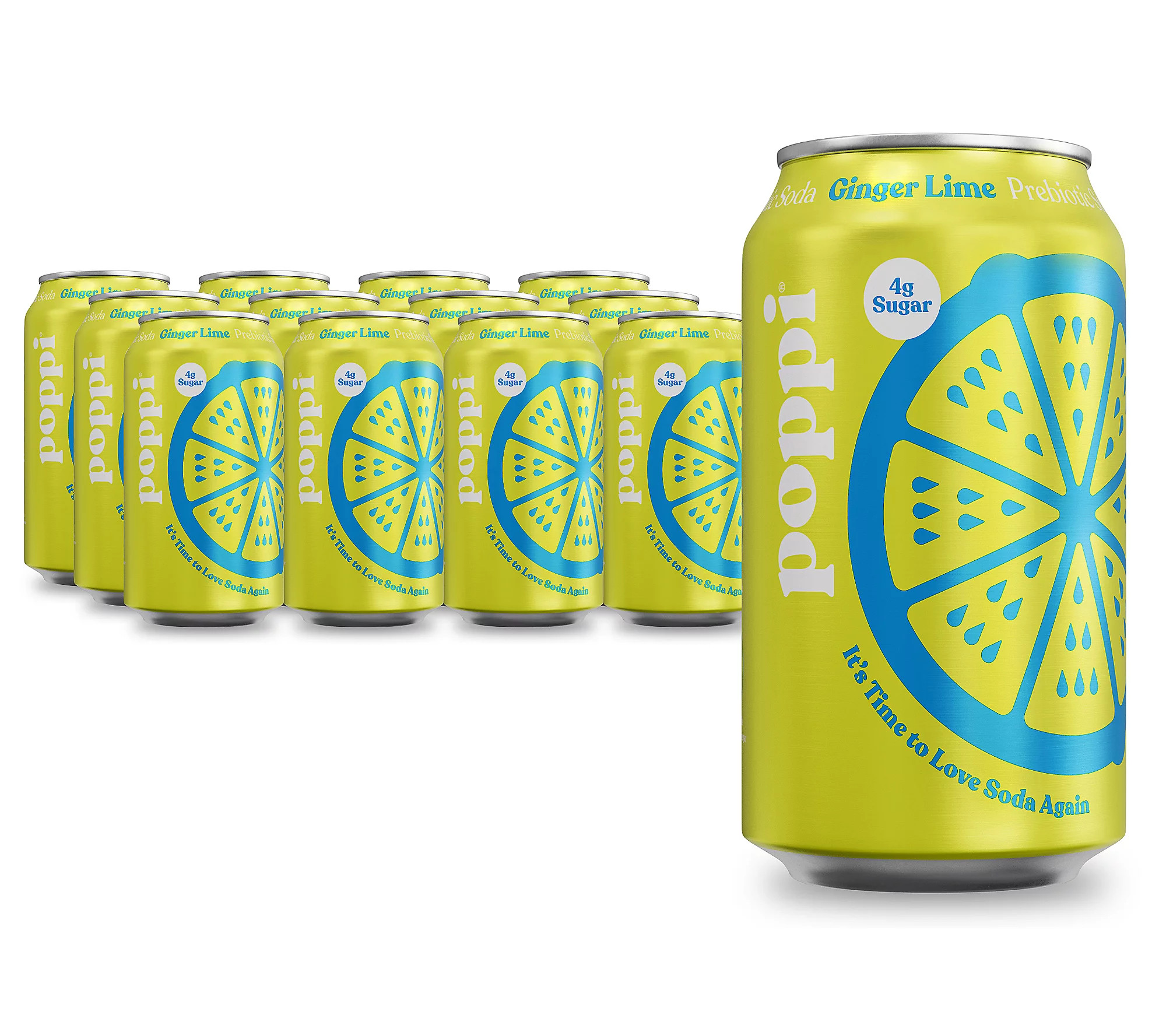 Poppi (12) 12-oz Cans Prebiotic Soda - Ginger L ime | QVC