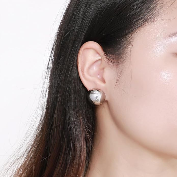 Gold Silver Half Ball Stud Earrings High Polished Round Earrings Trendy Jewelry for Women Girls 2... | Amazon (US)