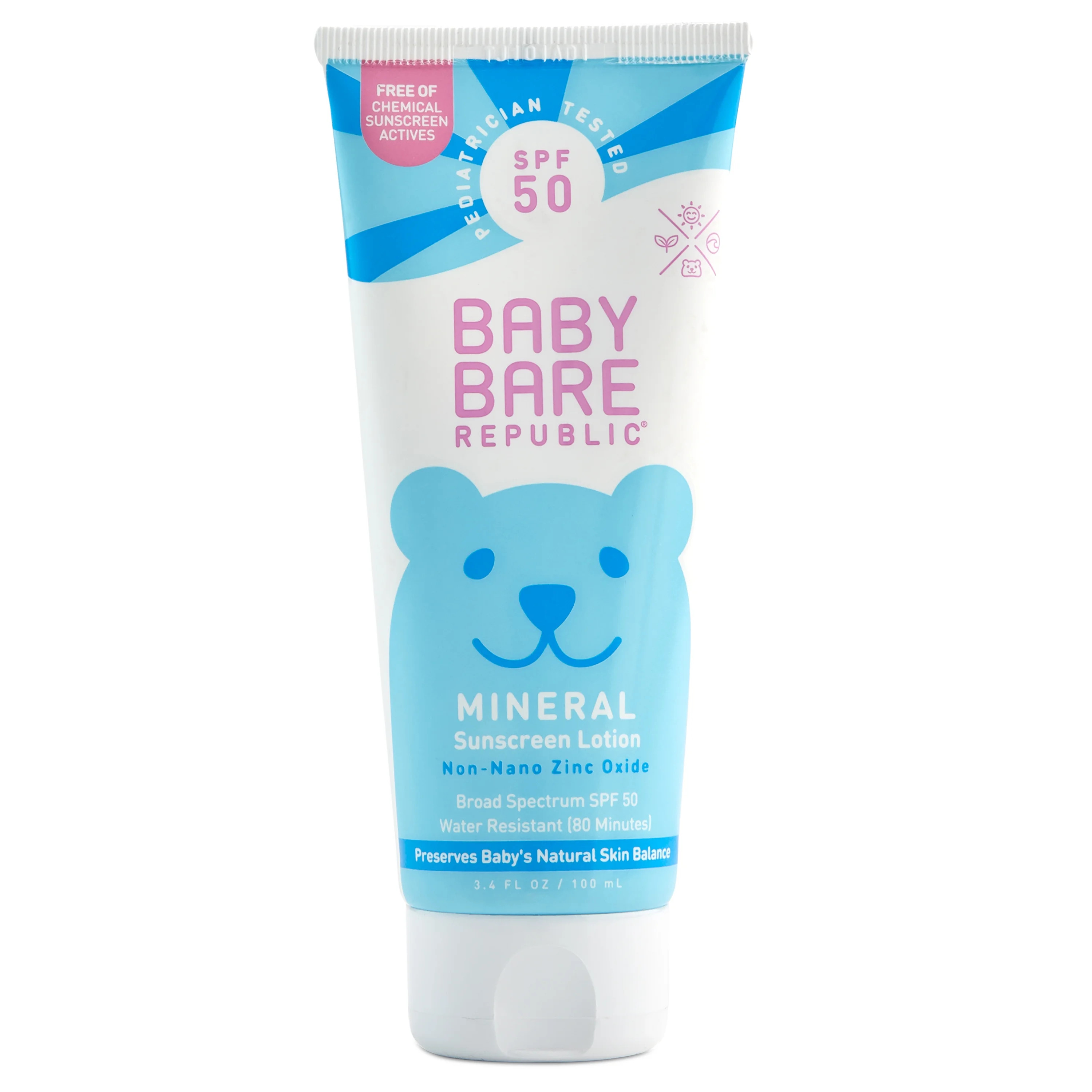 Bare Republic Mineral SPF 50 Baby Sunscreen Face & Body Lotion, 3.4 fl oz | Walmart (US)