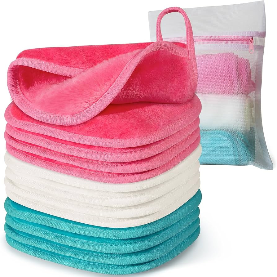Makeup Remover Cloth, 6" x 6" Make Up Towels Reusable Face Cloth for Washing Face, Makeup Remover... | Amazon (US)