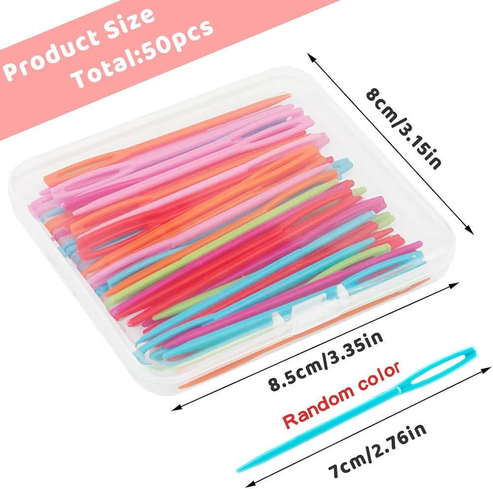 LUNARM 50PCS Plastic Sewing Needles, 7cm/2.76inch Large Eye Yarn Needles for Kids Craft Plastic E... | Amazon (CA)