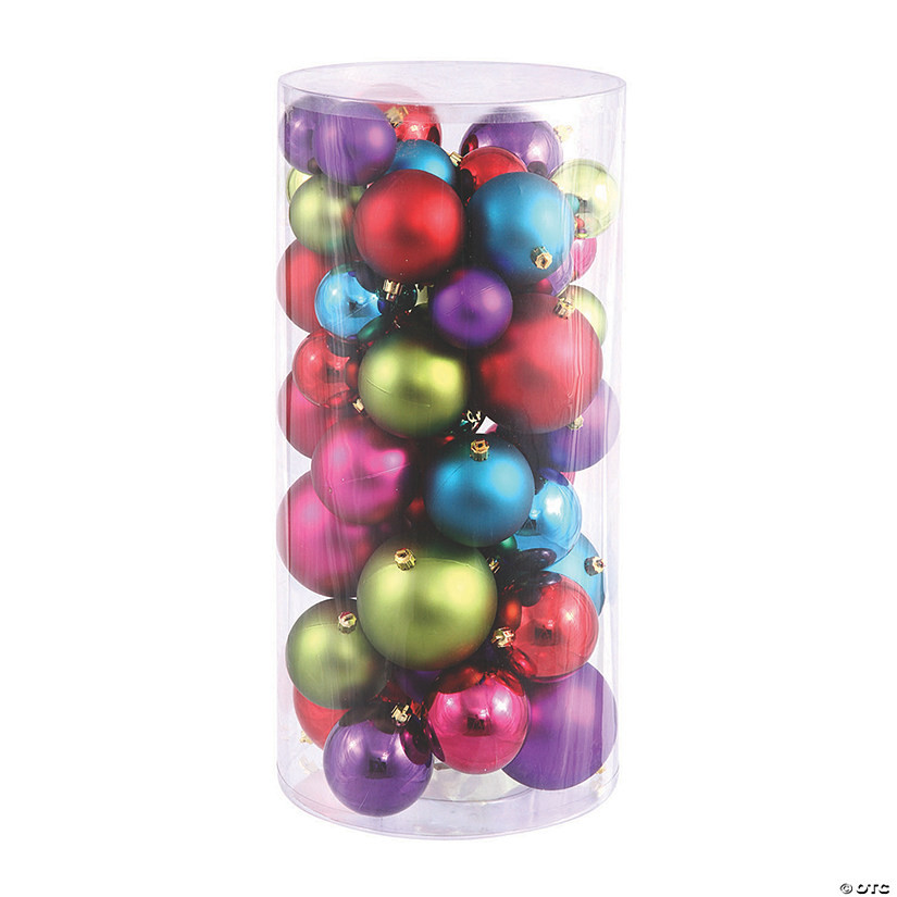 Vickerman Shatterproof 2.4"-3"-4" Multi-Colored Shiny and Matte Ball Christmas Ornament Assortmen... | Oriental Trading Company