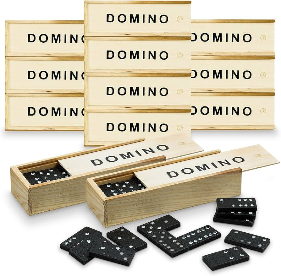 Playbees Mini juego de dominó de madera, paquete de 12, juego clásico de dominó doble de seis ... | Amazon (US)