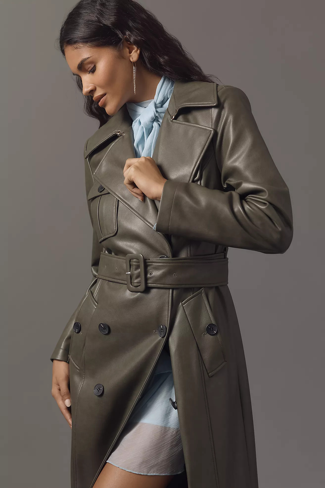 Avec Les Filles Faux Leather Utility Trench Coat | Anthropologie (US)
