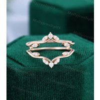 Unique Rose Gold Wedding Band Vintage Enhancer Moissanite Bridal Diamond Double Stacking Matching Anniversary Ring | Etsy (US)