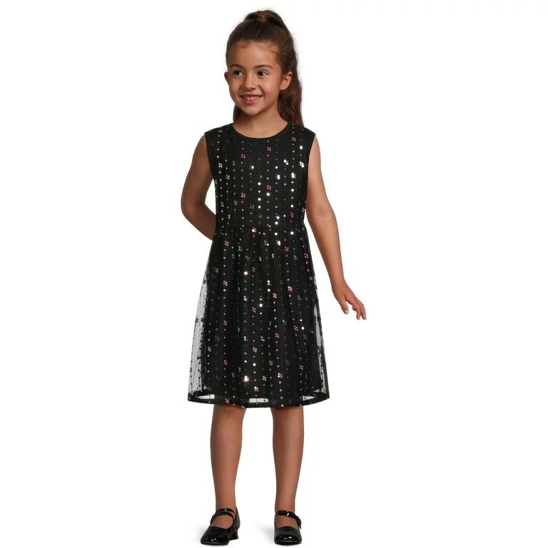 Wonder Nation Girls Scattered Sequin Dress, Sizes 4-18 & Plus - Walmart.com | Walmart (US)