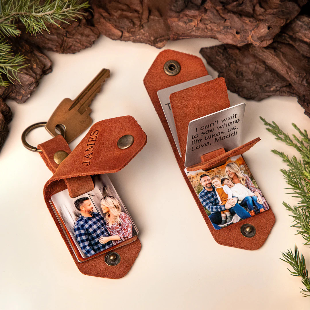 Father's Day Gifts, Personalized Photo Keychain, New Dad Gift, Leather Keychain, First Fathers Da... | Etsy (Global)