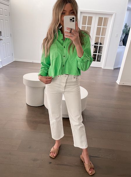 Top: L (size up one or two sizes for a looser fit)
Pants: 26 true to size 

So fun for spring or last min St. Patrick’s day outfit - grab it curbside at your local Target to get it in time 

(Green shirt, green top, bright colors, vacation fit, spring break, St. Patrick’s day outfit, st patricks day, St. paddy’s day, target find, target finds, target fit, nude sandals, nude shoes, spring shoes, spring sandals, spring pants, sweatpants, comfy, spring shirt, white jeans, revolve, Nordstrom, Levi’s, loungewear, lounge wear, spring style, spring pants, checkered pants, fun pants, target fit, ootd, party outfit, seasonal, holiday outfit, clover, lucky charm)

#LTKstyletip #LTKfit #LTKunder50
