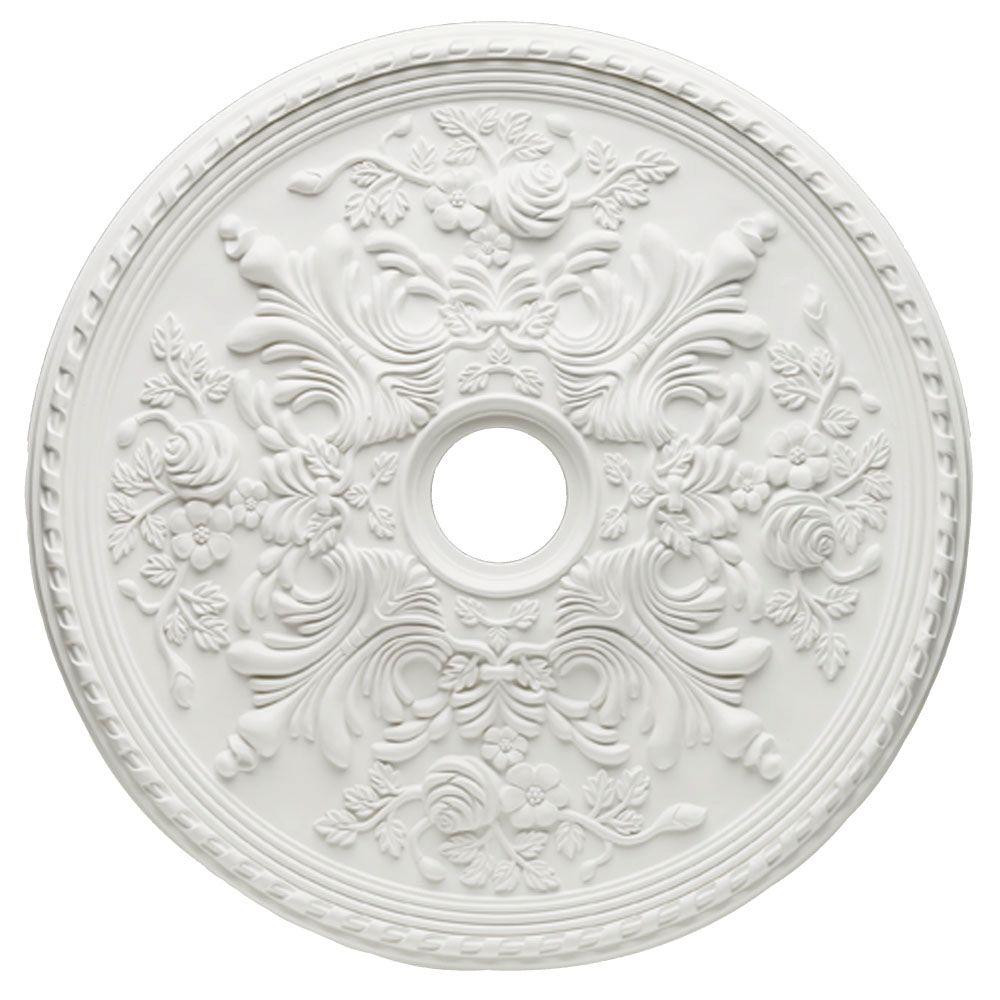 Hampton Bay 28 in. White Cape May Ceiling Medallion-82315 - The Home Depot | The Home Depot