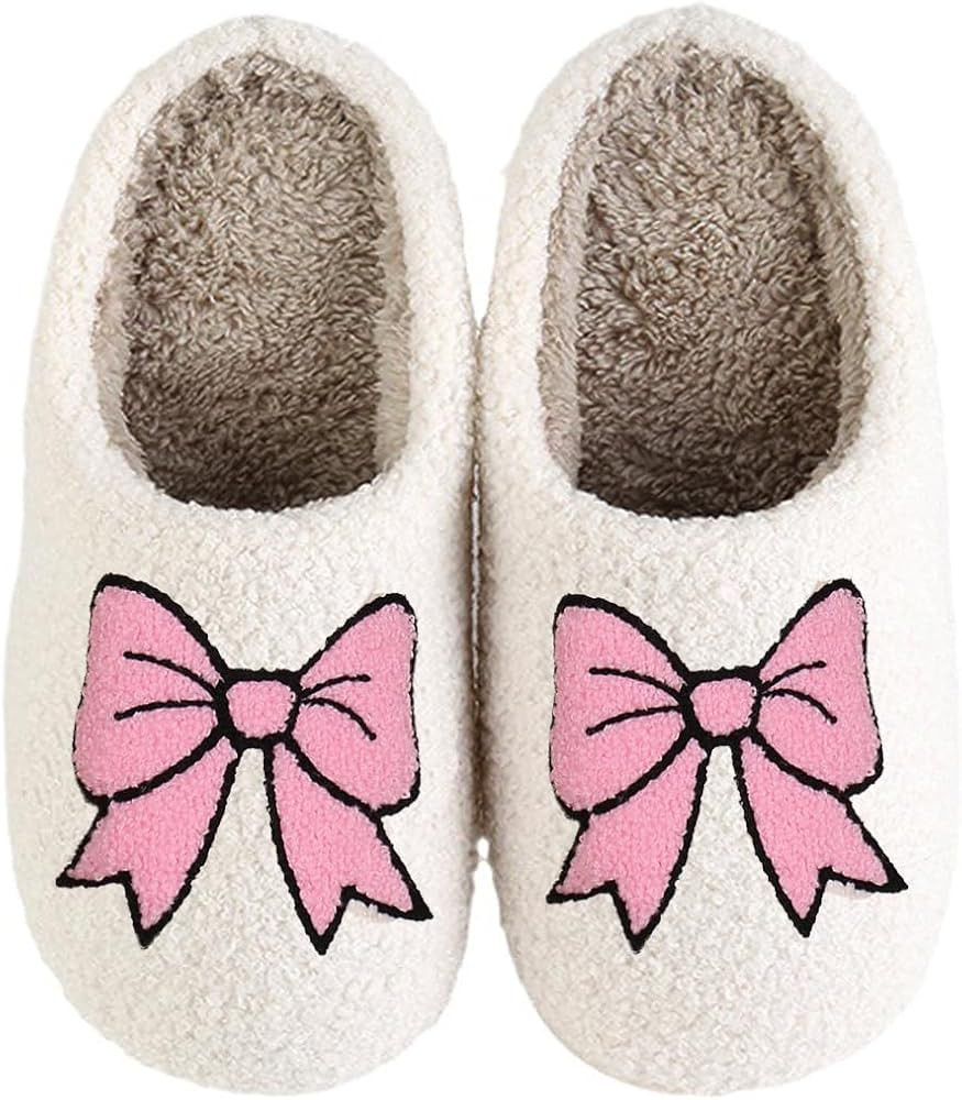 Women's Bow Slippers Fuzzy Leopard print bow slippers Soft Memory Foam Plush Fluffy Warm Fur Line... | Amazon (US)