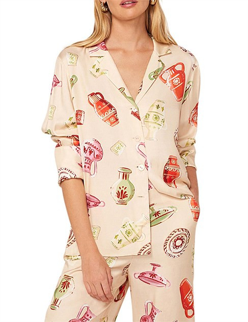 Kitri Cady Ivory Pottery Print Shirt | David Jones | David Jones (Australia & New Zealand)