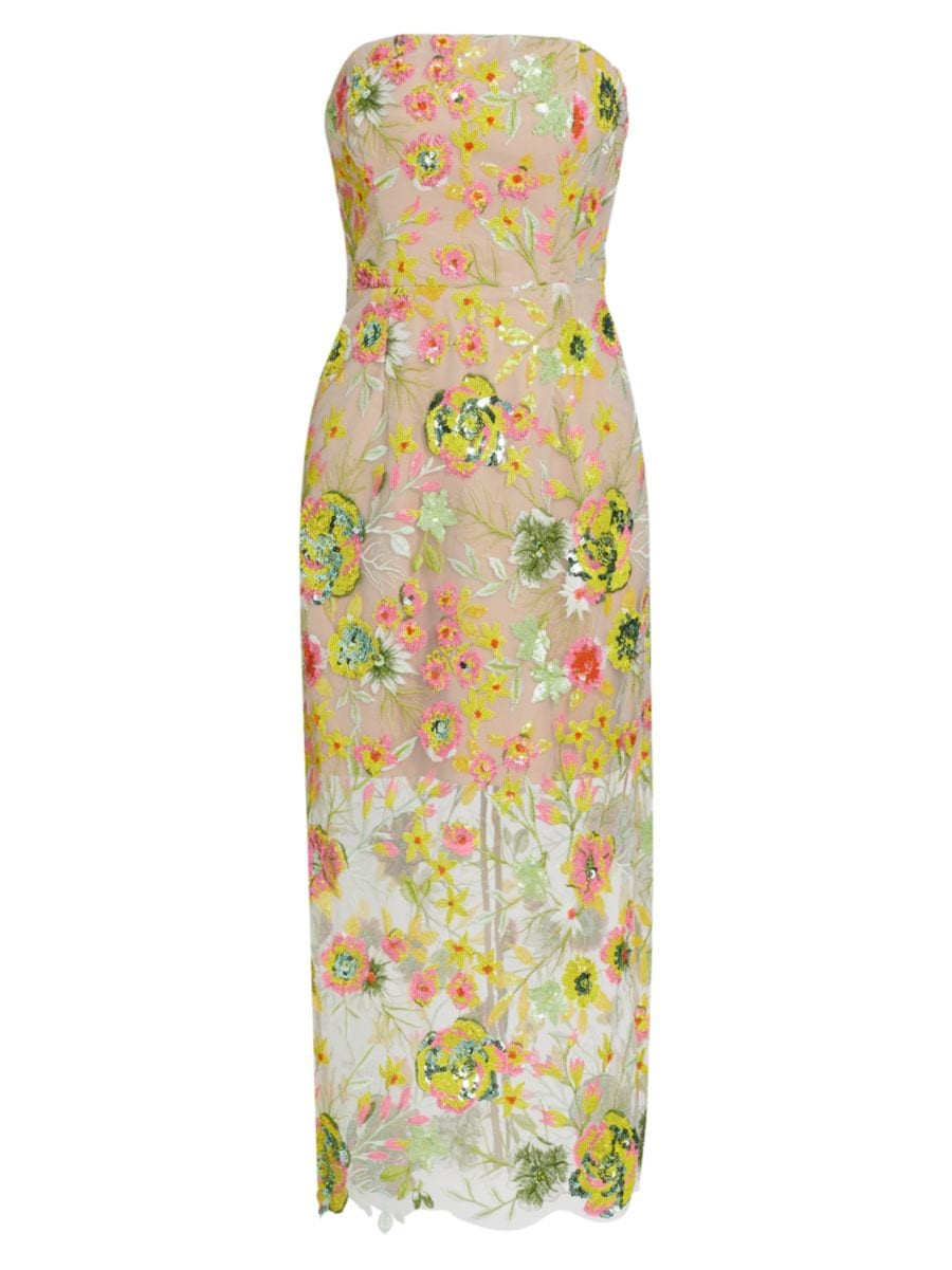 Kait Botanical Petals Sequined Midi-Dress | Saks Fifth Avenue