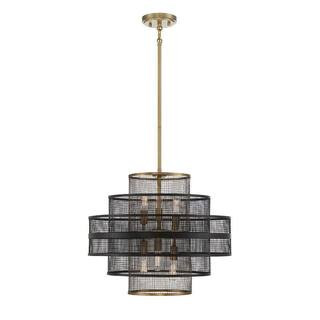 Savoy House Kelvin 6-Light Matte Black/Warm Brass Statement Pendant Light | The Home Depot