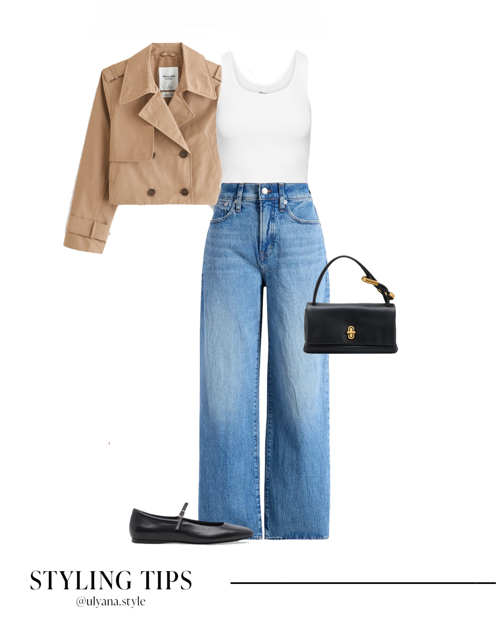 A cropped trench coat paired with a white tank top, straight leg jeans, Mary Jane flats and a handbag makes a cute casual  fall outfit idea. 
.
.
.
.
.
#LTKNYFW #LTKFallSale #LTKBacktoSchool #LTKSeasonal #LTKU #LTKSaleAlert #LTKWorkwear #LTKTravel #LTKShoeCrush #LTKItBag 

Trench coat outfits | short trench coat | cropped trench | fall outfits | fall shoes | fall jacket | fall fashion | jeans outfits | high waisted jeans | casual jeans outfits | fall tops | woke tops | cute tops | basic tops | shoes for work | date night outfit | 

#LTKStyleTip #LTKFindsUnder50 #LTKFindsUnder100