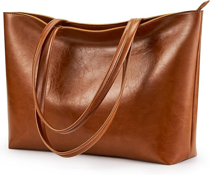 KALIDI Tote Bag Zipper Shoulder Bag Faux Leather Purses for Women Large Casual Handbag Work Datin... | Amazon (US)