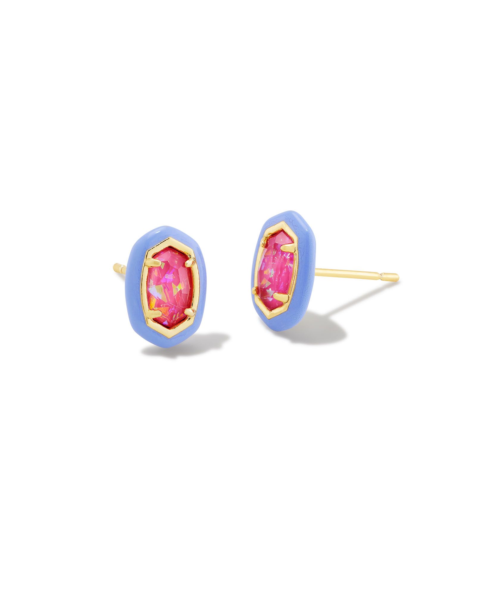 Barbie™ x Kendra Scott Gold Emilie Stud Earrings in Pink Iridescent Glitter Glass | Kendra Scott