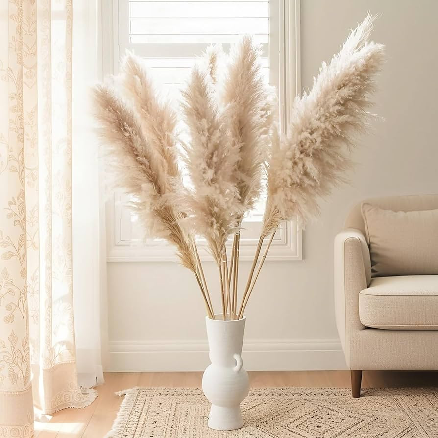 Tall Pampas Grass 10 Stems, 40" Dried Pampas Grass Decor for Floor Vase. Natural Boho Flowers Dec... | Amazon (US)