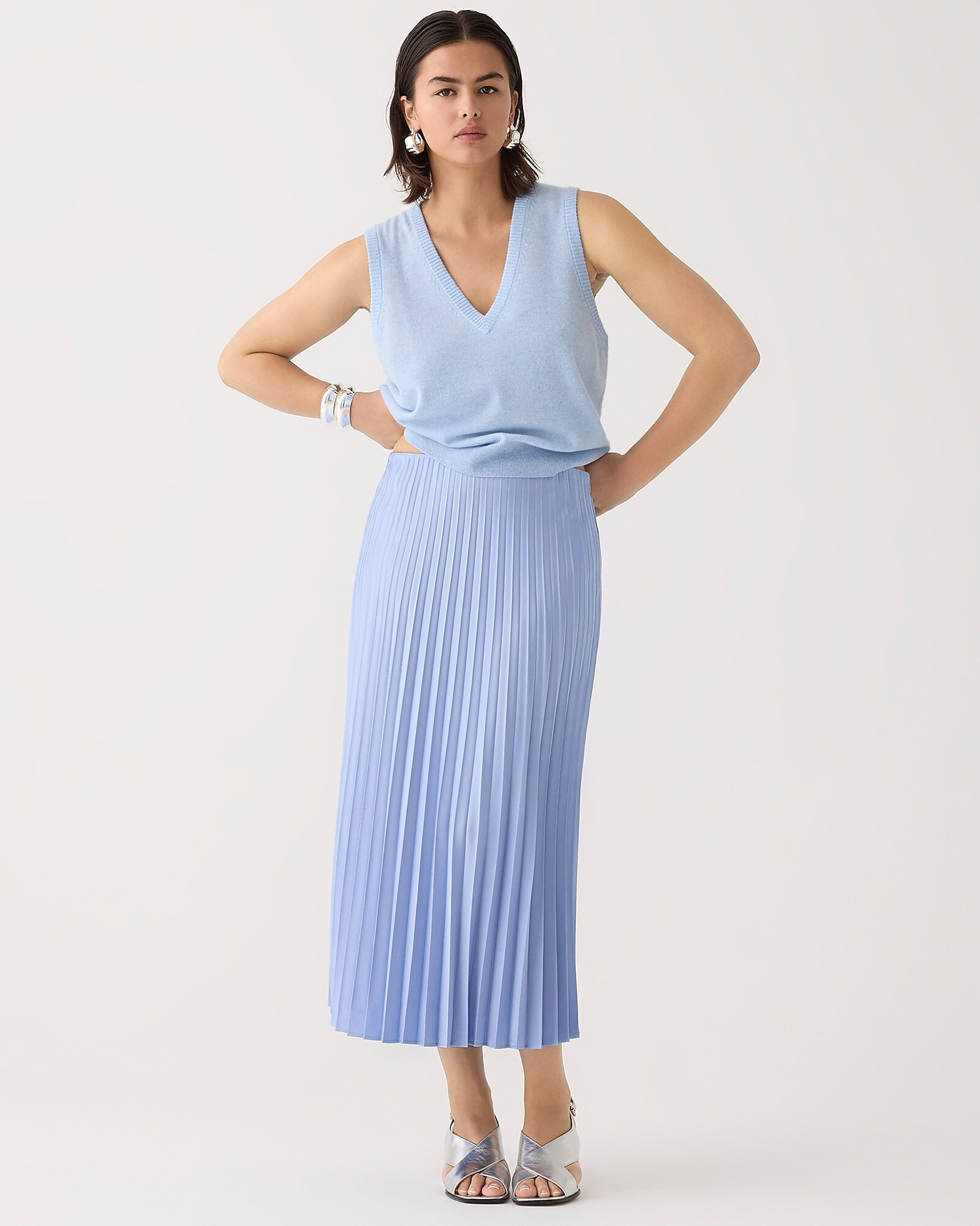 Pleated pull-on midi skirt | J. Crew US