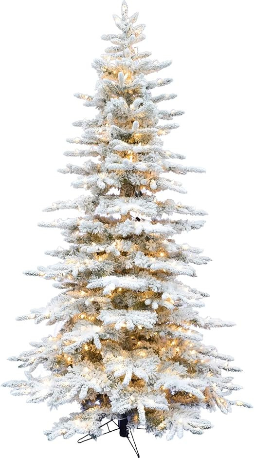Fraser Hill Farm 9-Ft. Pre-Lit Mountain Pine Snow Flocked Artificial Christmas Tree with Stand, T... | Amazon (US)
