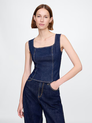 Square-Neck Denim Top | Gap (US)