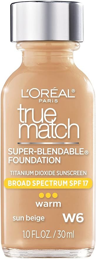 L'Oreal Paris Makeup True Match Super-Blendable Liquid Foundation, Sun Beige W6, 1 Fl Oz (1 Count... | Amazon (US)