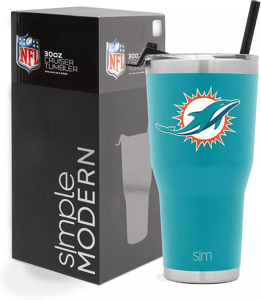 Simple Modern Officially Licensed NFL Insulated Stainless Steel Tumbler  with Clear Flip Lid and Straw