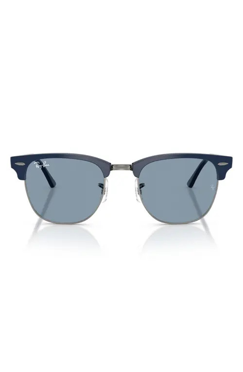Ray-Ban Clubmaster 51mm Square Sunglasses in Blu On Gunmetal/blue at Nordstrom | Nordstrom