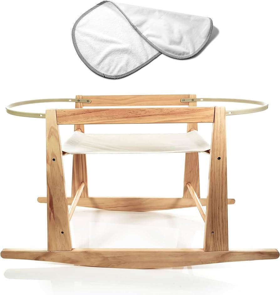 Moses Basket Stand - Wooden Rocking Moses Basket Stand for Baby Bassinets - Adjustable Bassinet R... | Amazon (US)