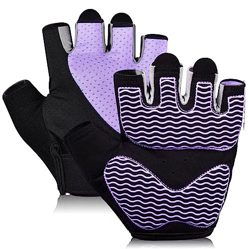 SUNNEX Gym Gloves for Women Workout Fingerless Weightlifting Lightweight Breathable Fitness Gloves Sports Training Lifting Weight Cycling Climbing Rowing Purple X-Large | Amazon (US)