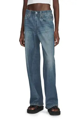 rag & bone Miramar Wide Leg Cotton Terry Sweatpant Jeans in Scarlet Light at Nordstrom, Size Small | Nordstrom