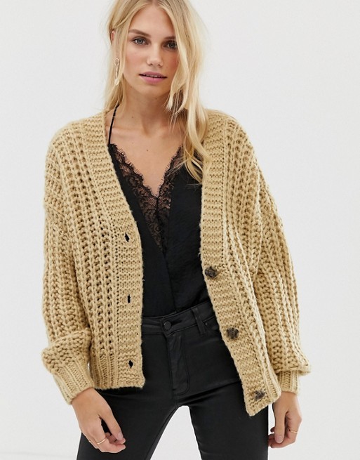 Pieces chunky hand knit cardigan | ASOS US