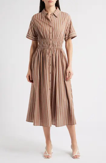 En Saison Stripe Cotton Midi Shirtdress | Nordstrom | Nordstrom