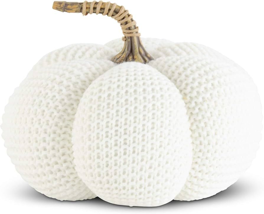 K&K Interiors 42102C-WH 7 Inch White Knit Stuffed Pumpkin | Amazon (US)