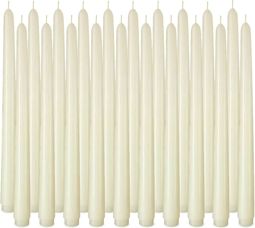 20 Pack Ivory Taper Candles, 7-8 Hours Burn Time, Unscented, Smokeless and Dripless, 4/5 x 10 Inc... | Amazon (US)