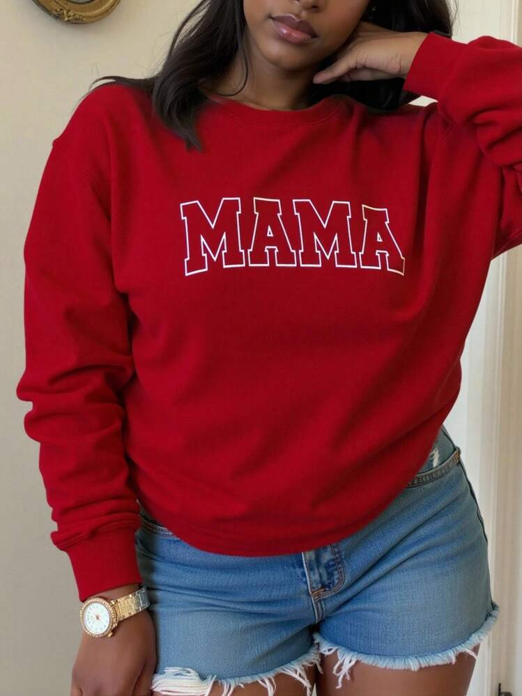 SHEIN Slayr Letter Pattern Thermal Lined Sweatshirt | SHEIN