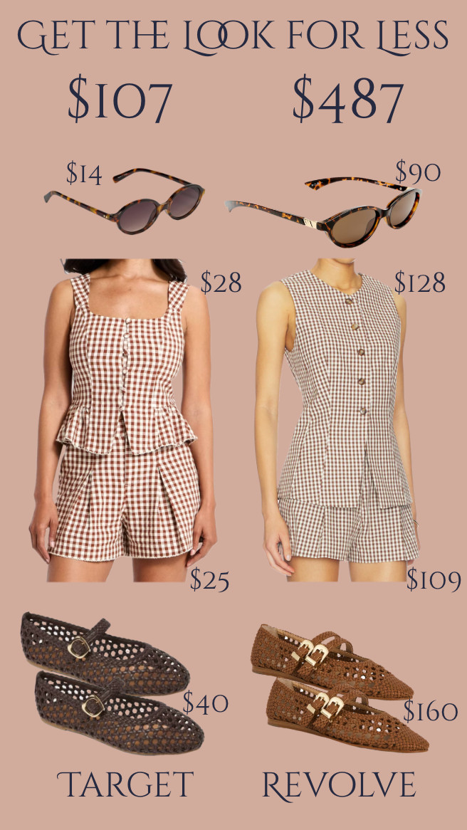 Gingham sets are trending right now and I recreated a look for less for you from Target!
....................
90s sunglasses tortoise sunglasses oval sunglasses matching set plus size summer outfit plus size outfit target new arrivals target haul Target finds revolve new arrivals revolve haul Woven flats ballet flats target shoes target flats gingham tank gingham shorts gingham skirt strappy flats casual outfit beach vacation trip look trip outfit sleeveless top Anthropologie dupe target dupe 

#LTKootd #LTKTravel #LTKMidsize