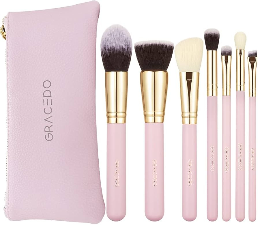 Makeup Brushes Set 7Pcs Professional Super Soft Cosmetic Brushes Portable Pink Makeup Brush Set f... | Amazon (US)