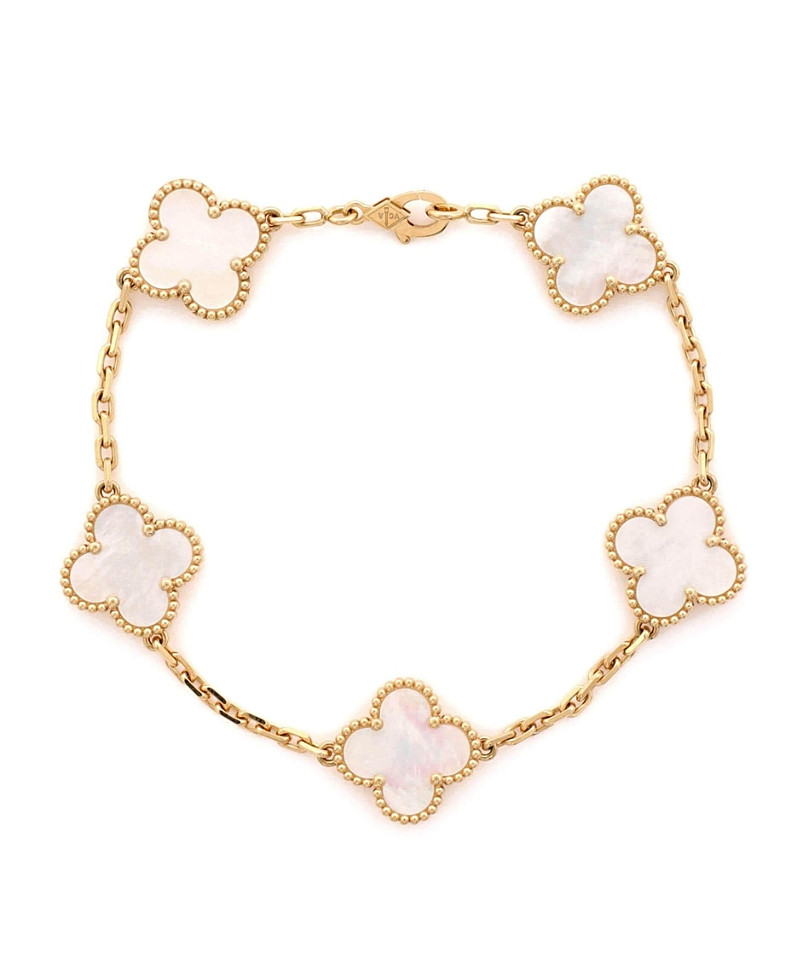 Pre-Owned Van Cleef & Arpels Vintage Alhambra 5 Motifs Bracelet 18K Gold and Mother of Pearl | Bloomingdale's (US)