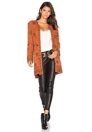 x REVOLVE Amber Embellished Coat in Burnt Orange | Revolve Clothing