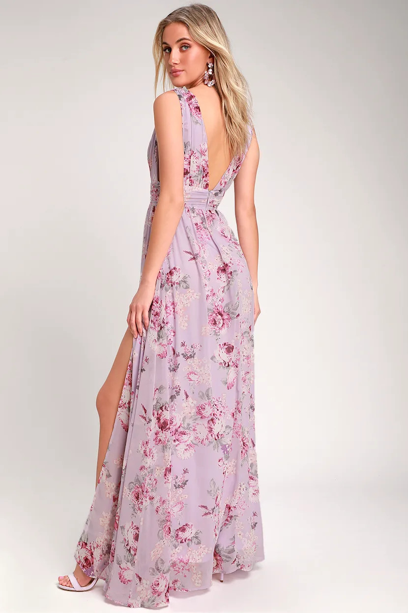 Garden Meandering Lavender Floral Print Maxi Dress | Lulus (US)