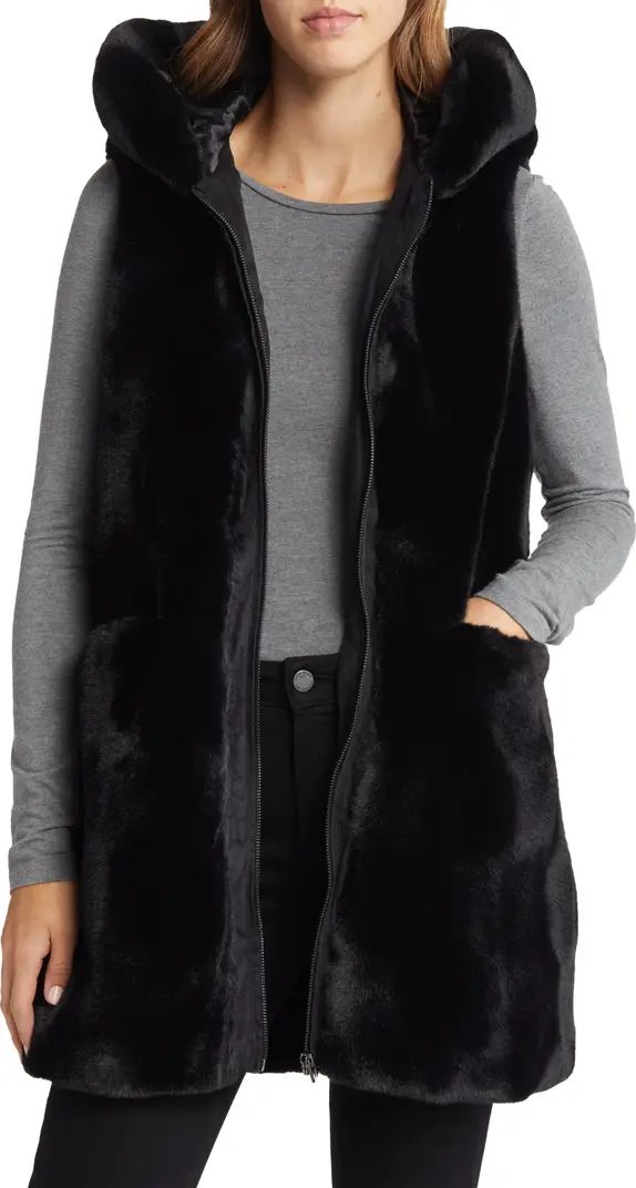 Zip Front Faux Fur Hooded Vest | Nordstrom