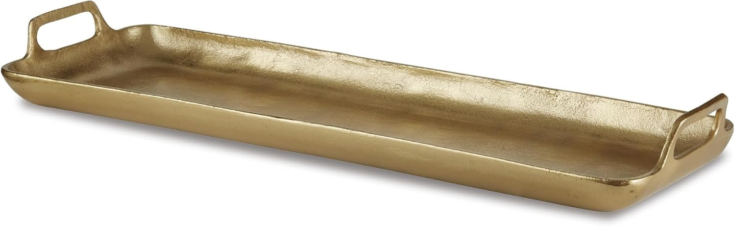 Signature Design by Ashley Posy Goldtone Decorative Tray, Contemporary Cast Aluminum Gold Rectang... | Amazon (US)