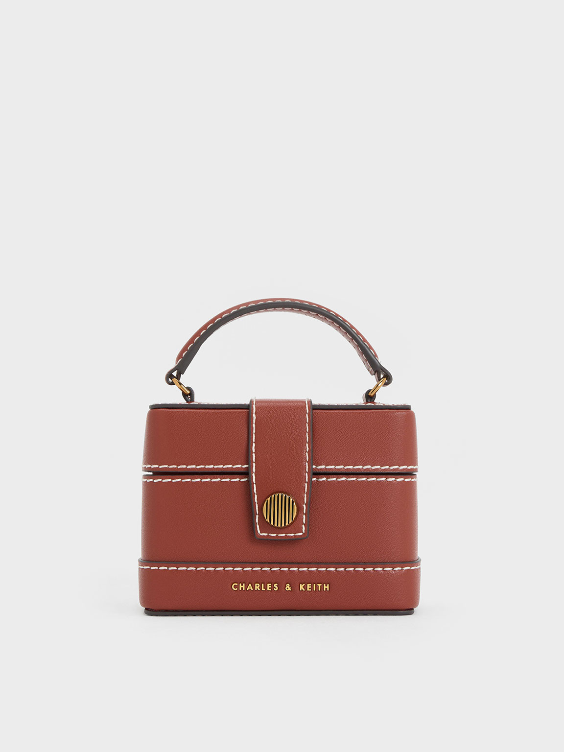 Mocha Mini Bronte Contrast Trim Top Handle Bag | CHARLES & KEITH UK | Charles & Keith UK