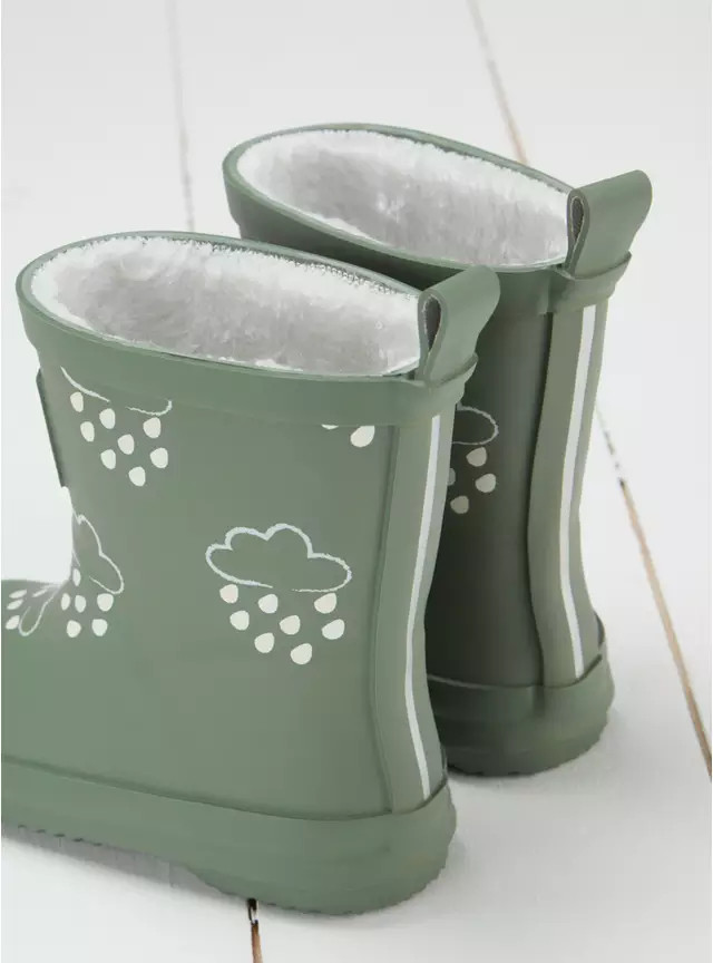 GRASS & AIR Khaki Green Colour Changing Kids Winter Wellies 12 Infant | Tu Clothing